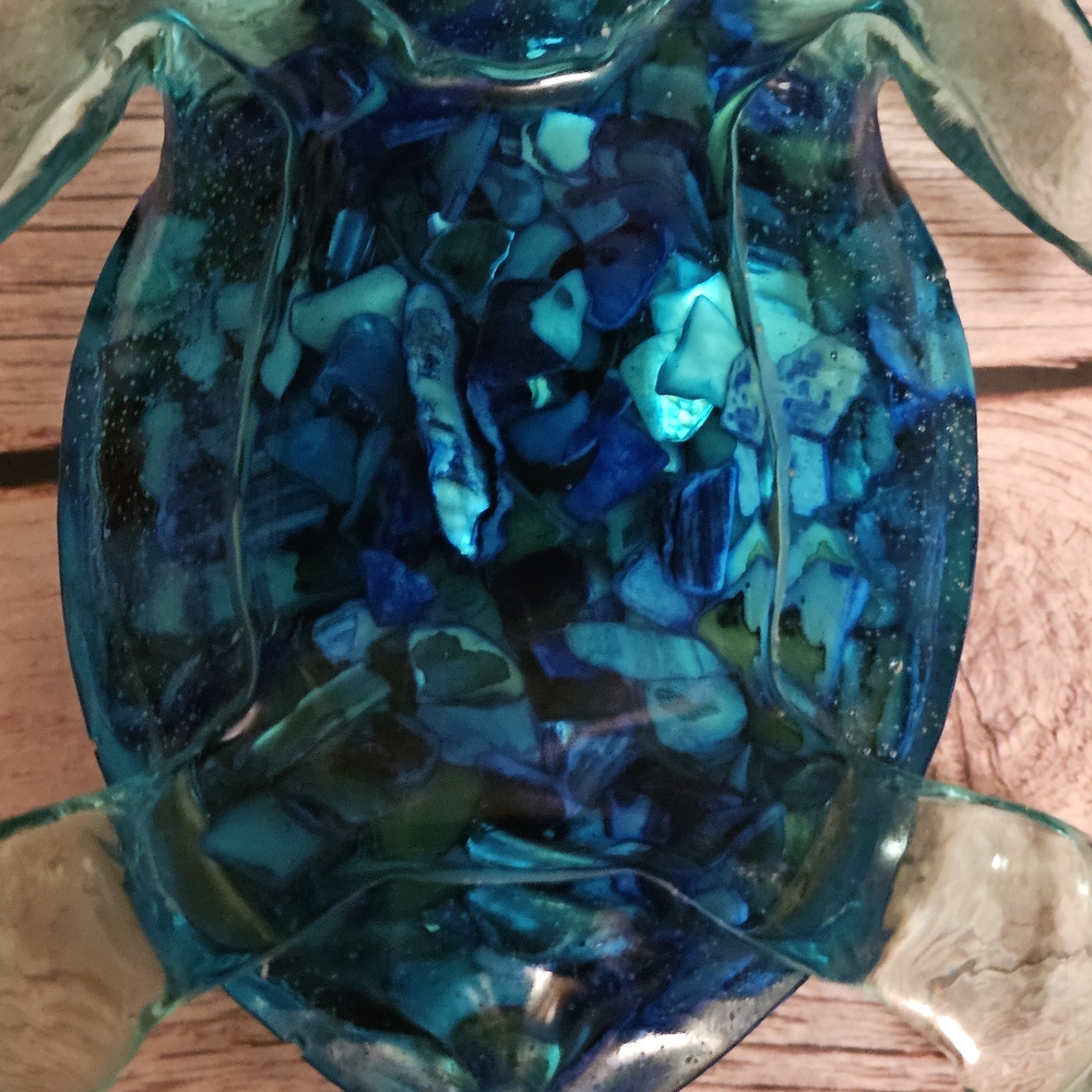 Handcrafted Resin Sea Turtle Sculpture - Blue and Green - Picture 7 of 10